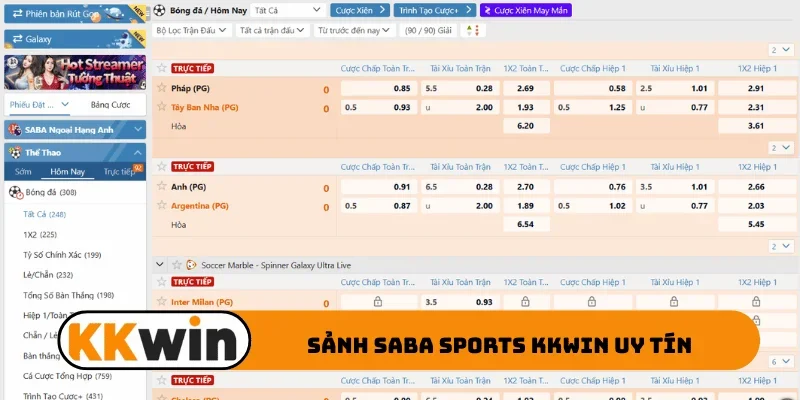 Sảnh Saba Sports KKWIN uy tín